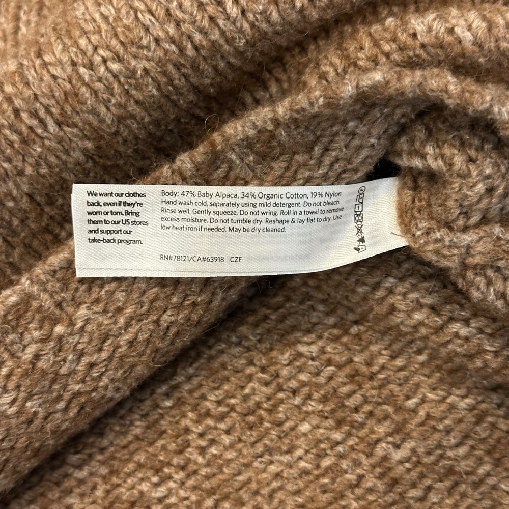 Eileen Fisher Baby Alpaca Blend Boxy Cropped Modern Cardigan Brown Womens Medium - Picture 4 of 4